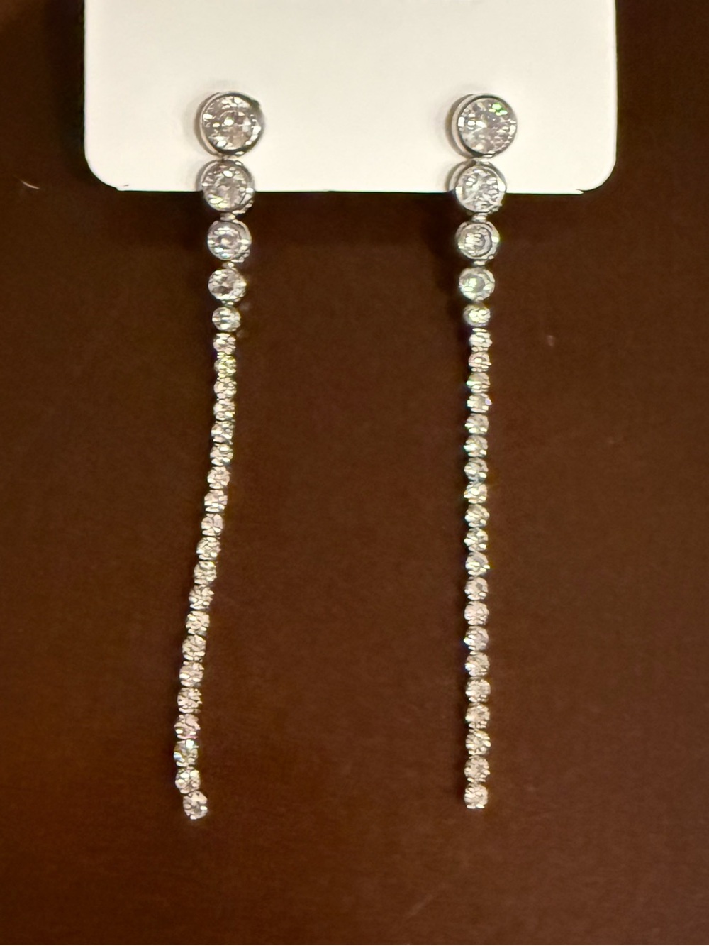Silver Crystal Drop Earrings - Long Dangle *NEW